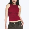 Red Fitted Cotton Jersey Tank Top – Red