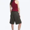 Red Fitted Cotton Jersey Tank Top – Red