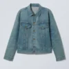 Regular Fit Denim Trucker Jacket – Dusty Cyan
