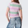 Regular Fit Mini T-Shirt – Pink/Green Stripe