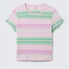 Regular Fit Mini T-Shirt – Pink/Green Stripe
