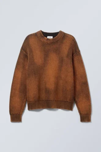 Regular Heavy Knit Sweater – Washed Dark Red
