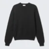 Regular Knitted Cotton Sweater – Black