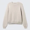 Regular Knitted Cotton Sweater – Dirty White
