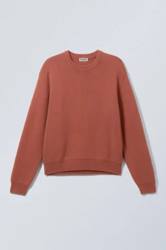 Regular Knitted Cotton Sweater – Dusty Coral