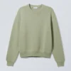 Regular Knitted Cotton Sweater – Light Khaki Green