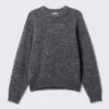 Regular Knitted Wool-Blend Sweater – Dark Grey