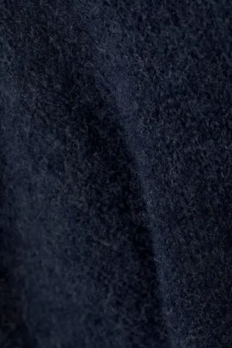 Regular Knitted Wool-Blend Sweater – Navy Blue Melange