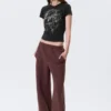 Relaxed Barrel Leg Scuba Sweatpants – Burgundy