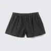 Relaxed Boxer Cotton Shorts – Checked Black