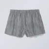 Relaxed Boxer Cotton Shorts – Dark Grey Stripe
