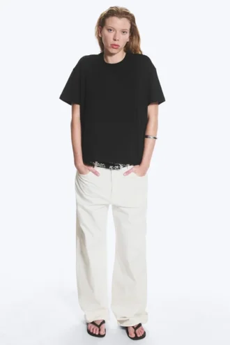 Relaxed Boxy Cotton T-Shirt – Black