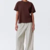 Relaxed Boxy Cotton T-Shirt – Burgundy