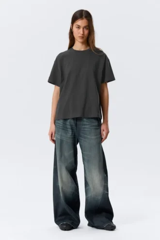Relaxed Boxy Cotton T-Shirt – Dark Grey