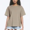 Relaxed Boxy Cotton T-Shirt – Light Mole