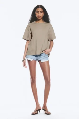 Relaxed Boxy Cotton T-Shirt – Light Mole