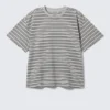 Relaxed Boxy Cotton T-Shirt – Striped Grey