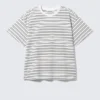 Relaxed Boxy Cotton T-Shirt – Striped White