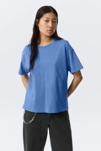 Relaxed Boxy Cotton T-Shirt – Washed Blue