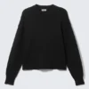 Relaxed Boxy Knitted Sweater – Black