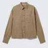 Relaxed Boxy Poplin Shirt – Beige Check
