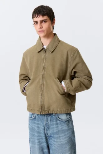 Relaxed Boxy Zip Jacket – Beige