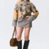 Relaxed Brushed Jacquard Knit Sweater – Grey Melange – Jacquard