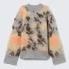 Relaxed Brushed Jacquard Knit Sweater – Grey Melange – Jacquard