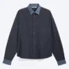 Relaxed Checked Cotton Shirt – Checked Grey – Contrast Denim