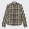 Relaxed Checked Long-Sleeved Shirt – Checked Beige