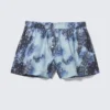 Relaxed Cotton Boxer Shorts – Blue Paisley Print