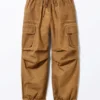 Relaxed Cotton Cargo Trousers – Washed Brown