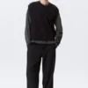 Relaxed Distressed Knitted Vest – Black