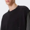 Relaxed Distressed Knitted Vest – Black