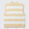 Relaxed Distressed Knitted Vest – Blue & Beige Stripe