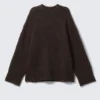 Relaxed Fit Fluffy Knit Sweater – Dark Brown