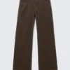 Relaxed Fit Low Rise Corduroy Trousers – Brown