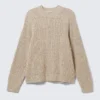 Relaxed Fit Nepped Knit Sweater – Dusty Ecru Melange