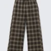 Relaxed Flannel Pyjama Trousers – Checked Dark Brown