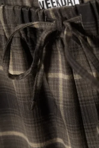Relaxed Flannel Pyjama Trousers – Checked Dark Brown
