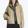 Relaxed Funnel-Neck Cotton Jacket – Beige