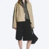 Relaxed Funnel-Neck Cotton Jacket – Beige