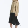 Relaxed Funnel-Neck Cotton Jacket – Beige