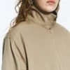 Relaxed Funnel-Neck Cotton Jacket – Beige