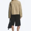 Relaxed Funnel-Neck Cotton Jacket – Beige