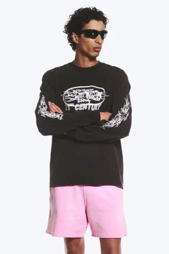 Relaxed Graphic Long-Sleeved T-Shirt – Black