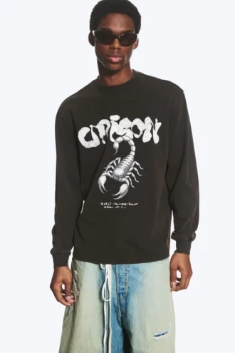 Relaxed Graphic Long-Sleeved T-Shirt – Black – Scorpio