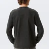 Relaxed Graphic Long-Sleeved T-Shirt – Washed Grey – Red Print