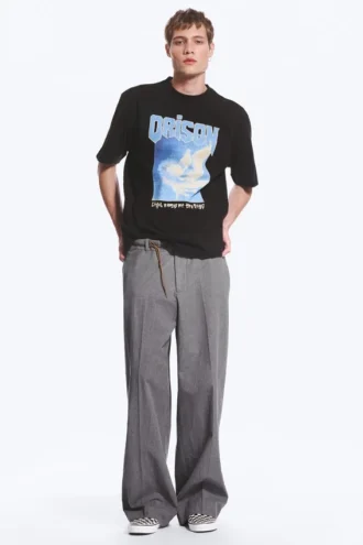 Relaxed Graphic Printed T-Shirt – Black – Birds