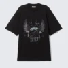 Relaxed Graphic Printed T-Shirt – Black – Cosmic Eagle